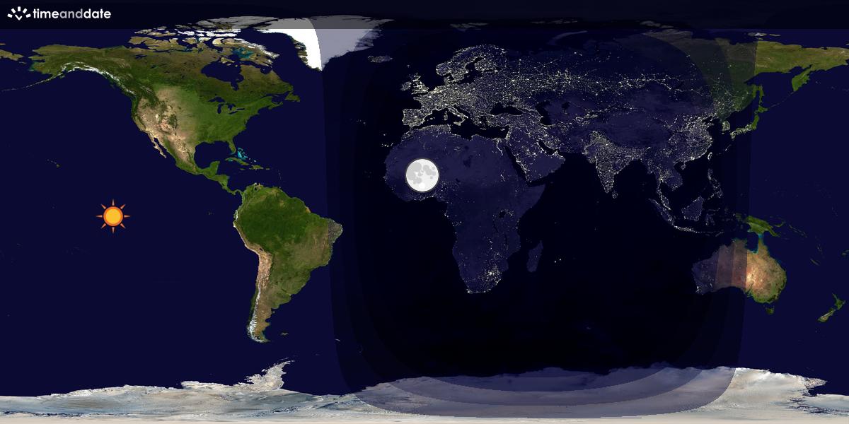 Verdenskart som viser dag og natt 