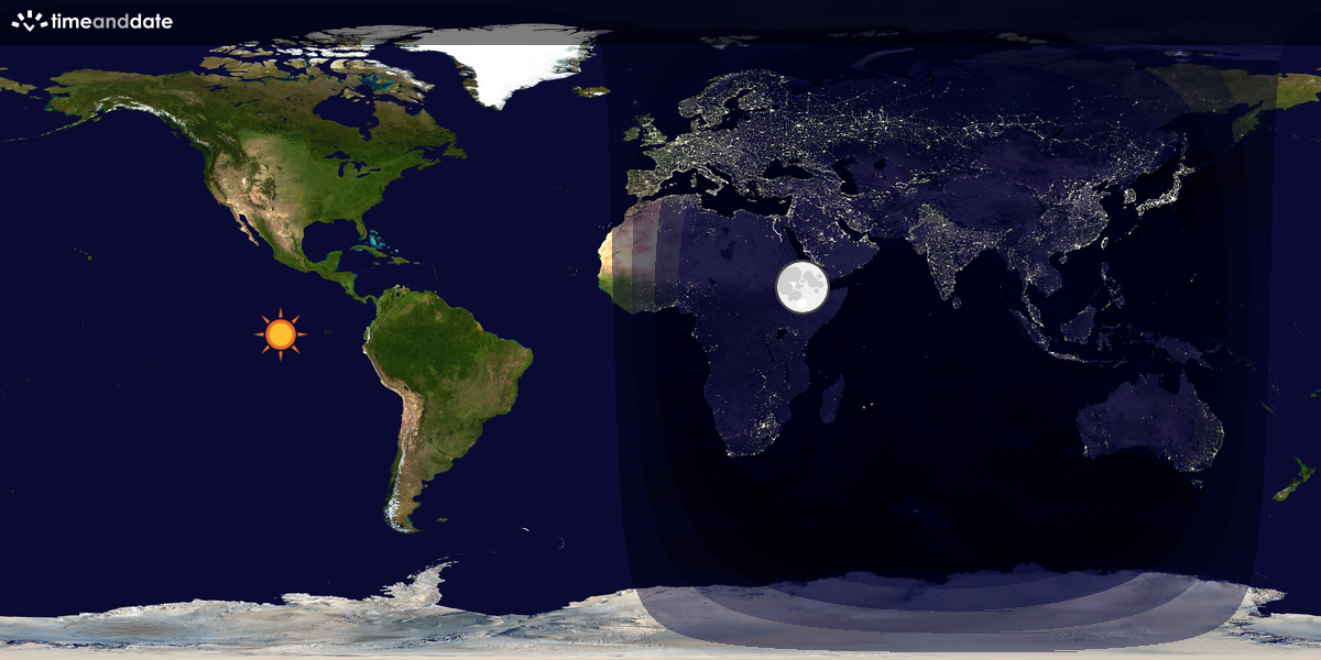 Verdenskart som viser dag og natt 