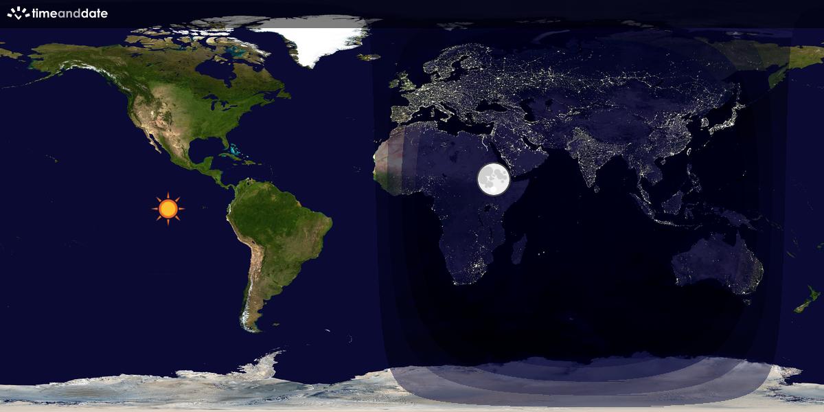 Verdenskart som viser dag og natt 