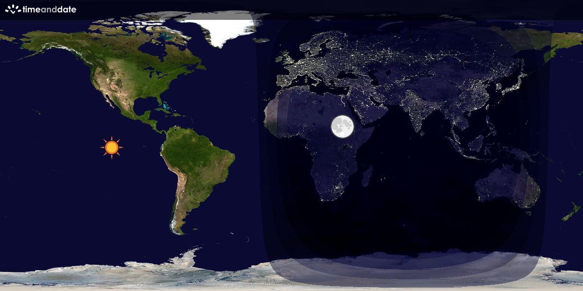 Verdenskart som viser dag og natt 