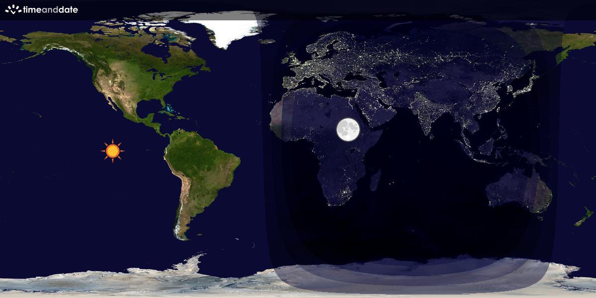 Verdenskart som viser dag og natt 