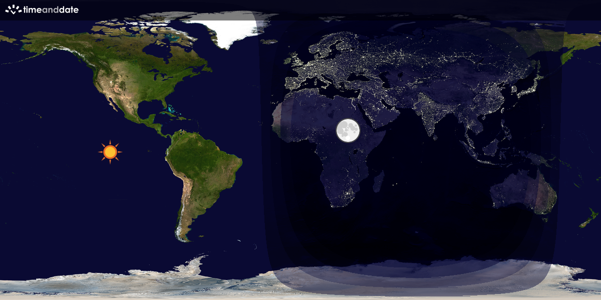 Verdenskart som viser dag og natt 