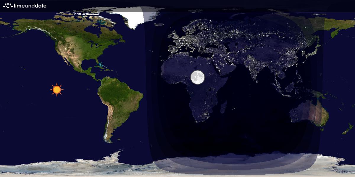 Verdenskart som viser dag og natt 