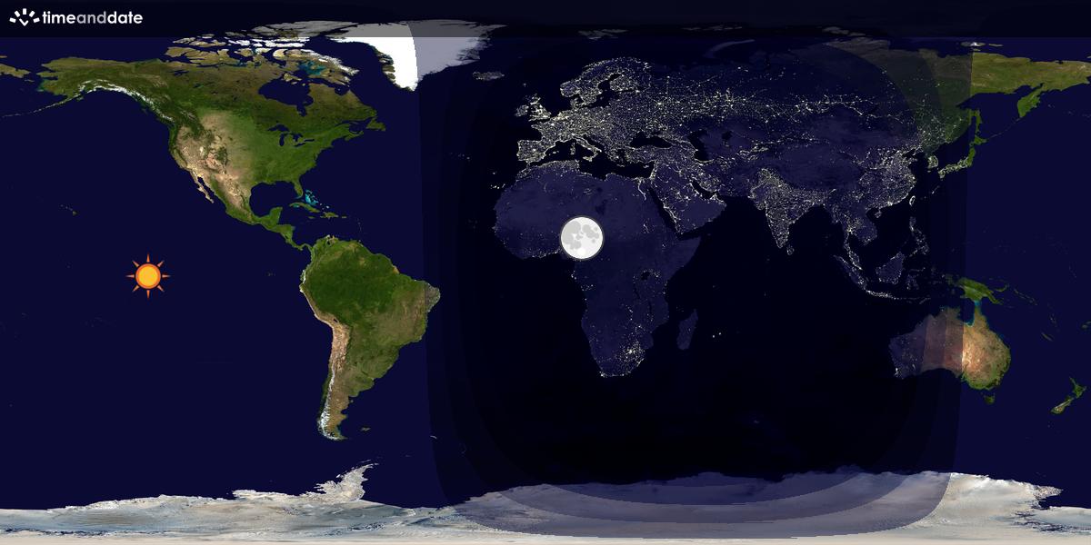 Verdenskart som viser dag og natt 