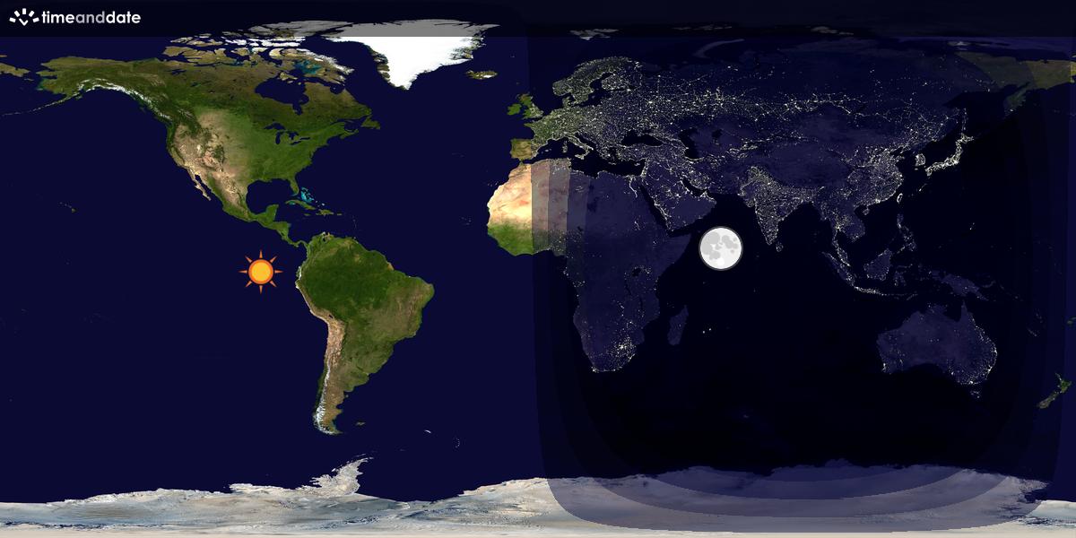 Verdenskart som viser dag og natt 