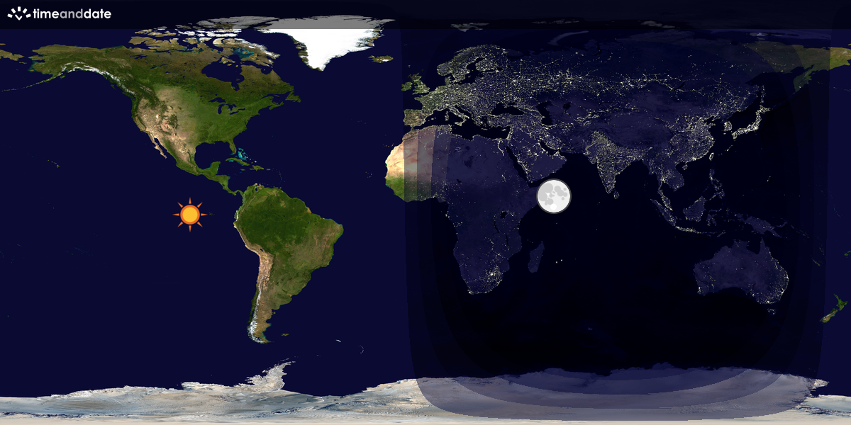 Verdenskart som viser dag og natt 