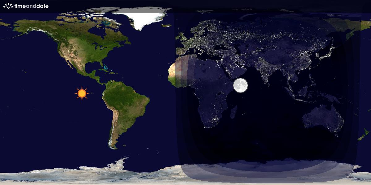 Verdenskart som viser dag og natt 