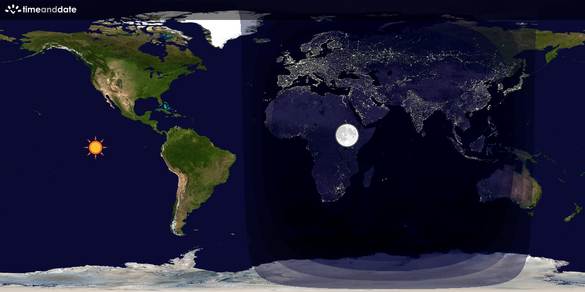 Verdenskart som viser dag og natt 