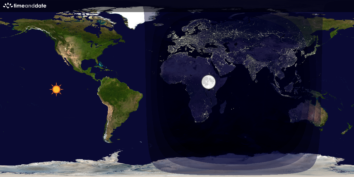 Verdenskart som viser dag og natt 