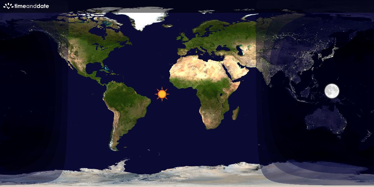 Verdenskart som viser dag og natt 