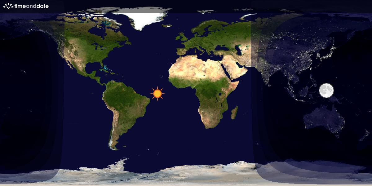 Verdenskart som viser dag og natt 
