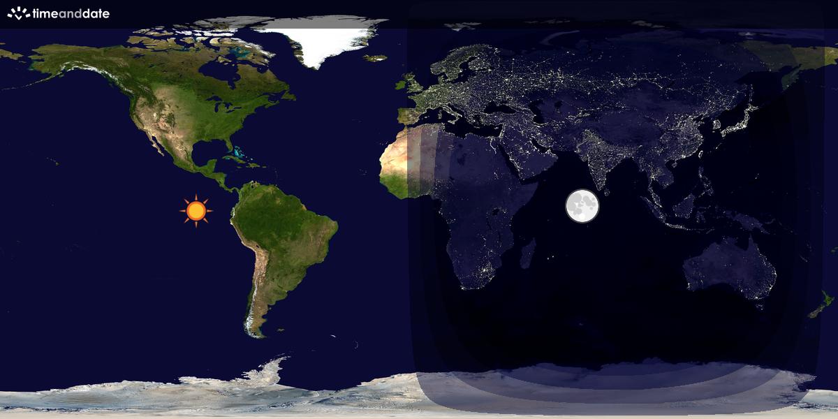 Verdenskart som viser dag og natt 