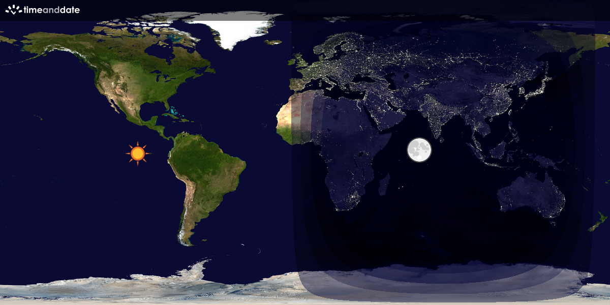 Verdenskart som viser dag og natt 