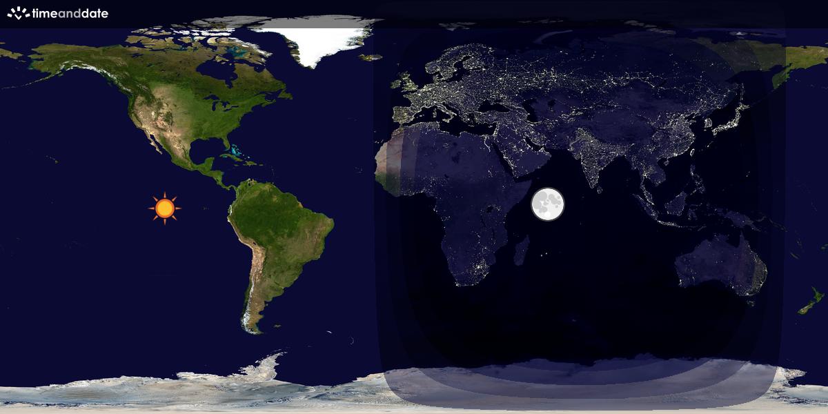 Verdenskart som viser dag og natt 