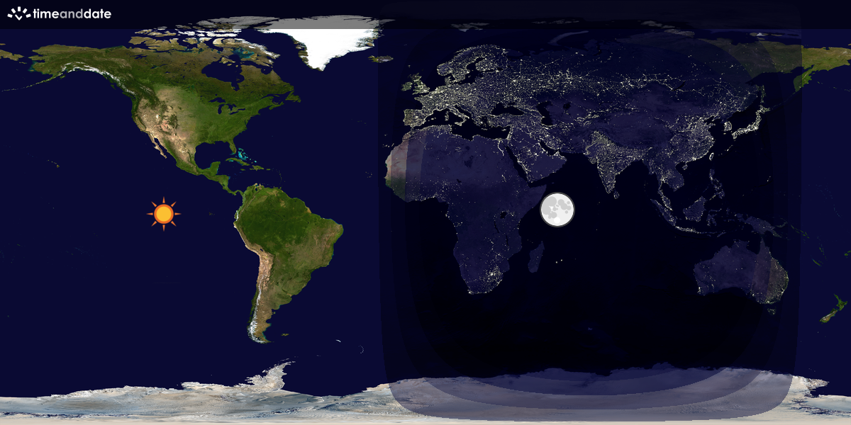 Verdenskart som viser dag og natt 