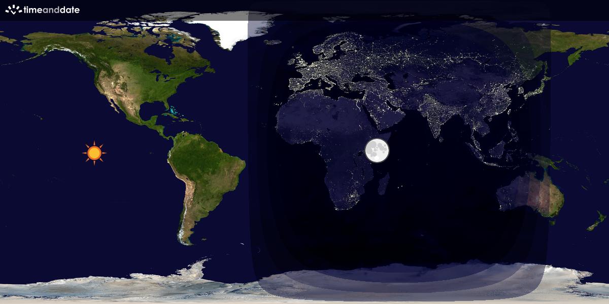 Verdenskart som viser dag og natt 