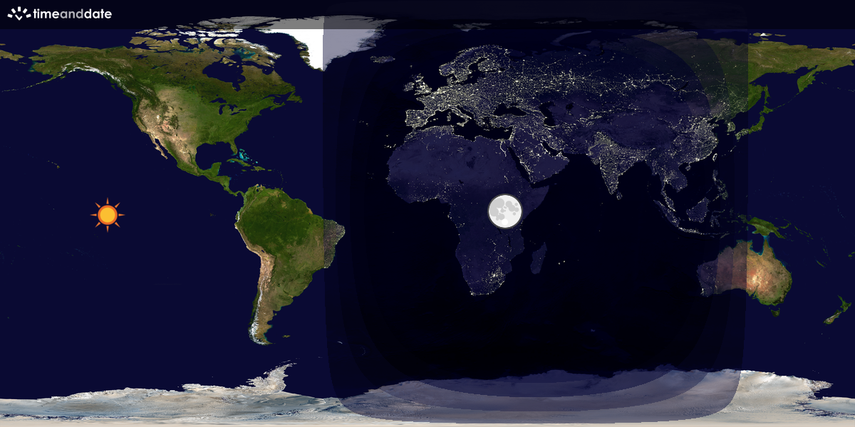 Verdenskart som viser dag og natt 