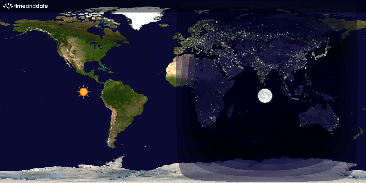 Verdenskart som viser dag og natt 