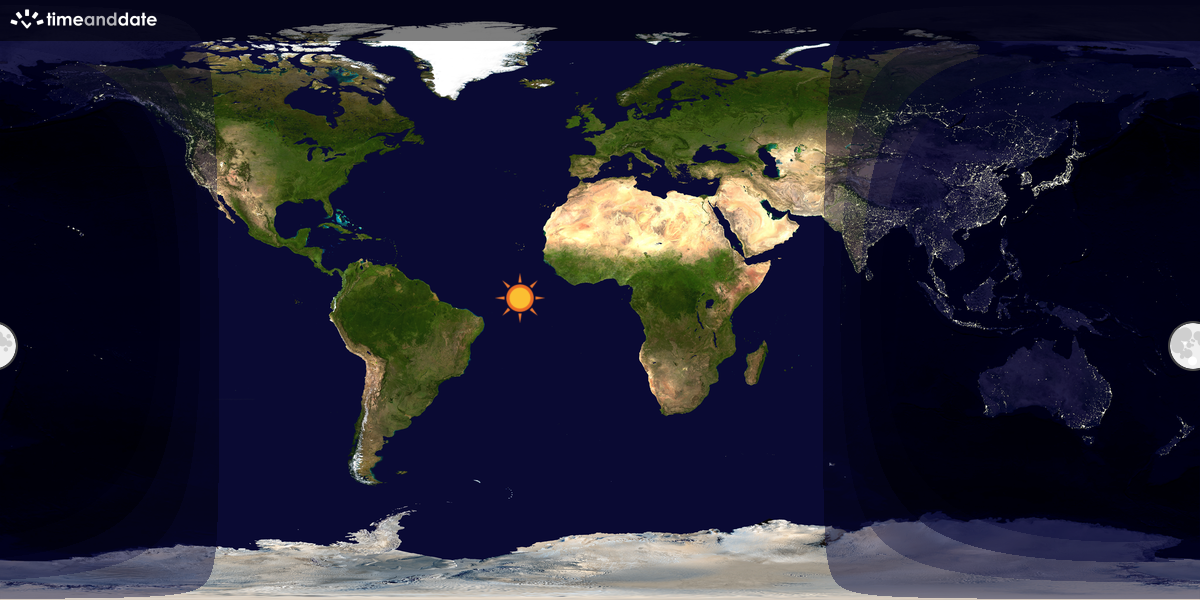 Verdenskart som viser dag og natt 