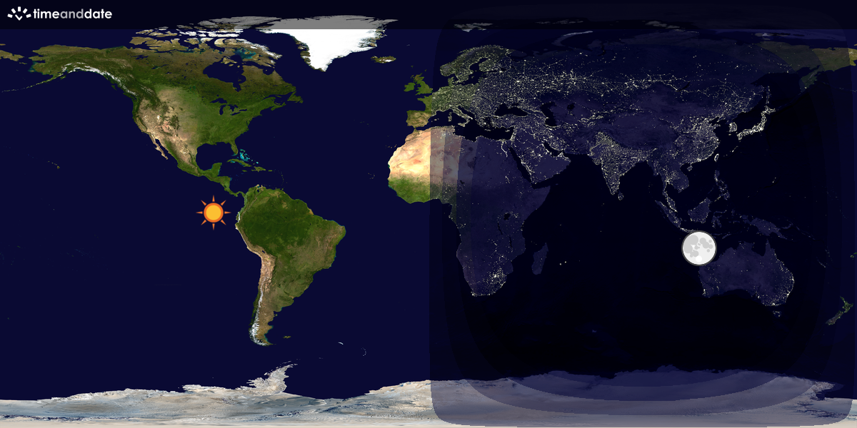 Verdenskart som viser dag og natt 