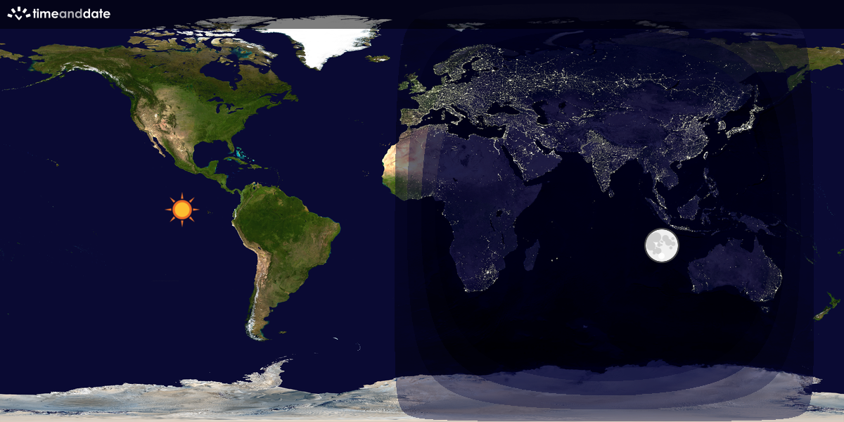Verdenskart som viser dag og natt 