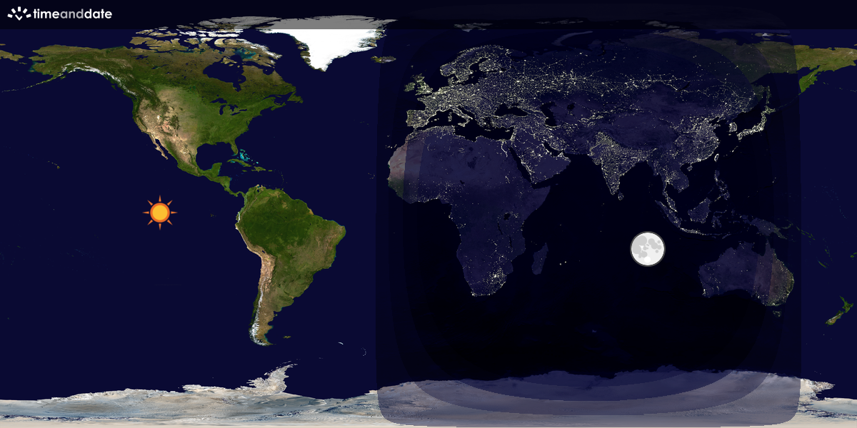 Verdenskart som viser dag og natt 