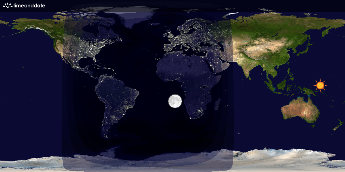 Verdenskart som viser dag og natt 