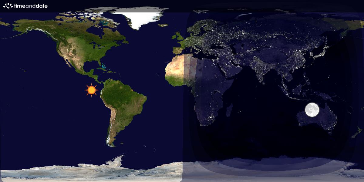 Verdenskart som viser dag og natt 