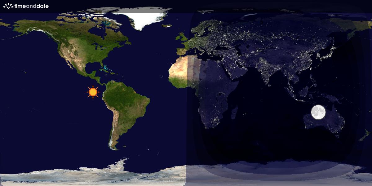 Verdenskart som viser dag og natt 