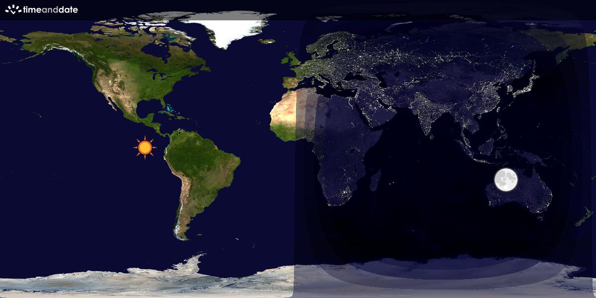 Verdenskart som viser dag og natt 