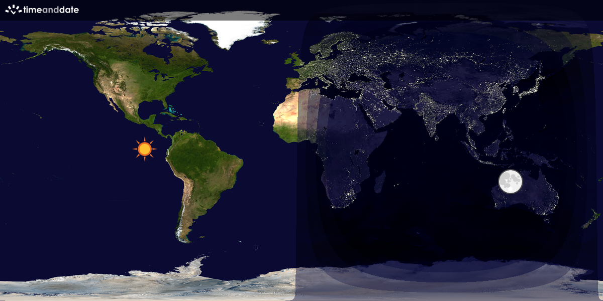 Verdenskart som viser dag og natt 