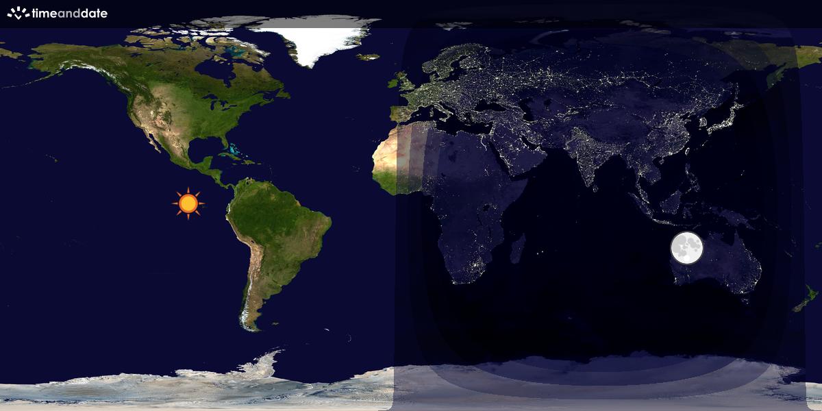 Verdenskart som viser dag og natt 