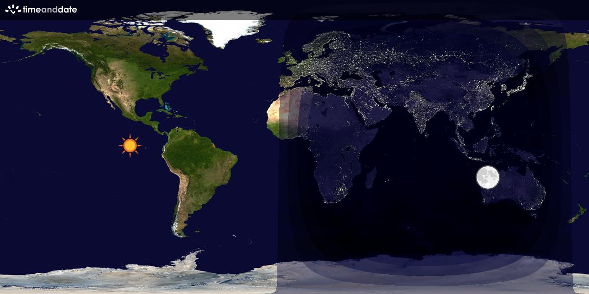 Verdenskart som viser dag og natt 
