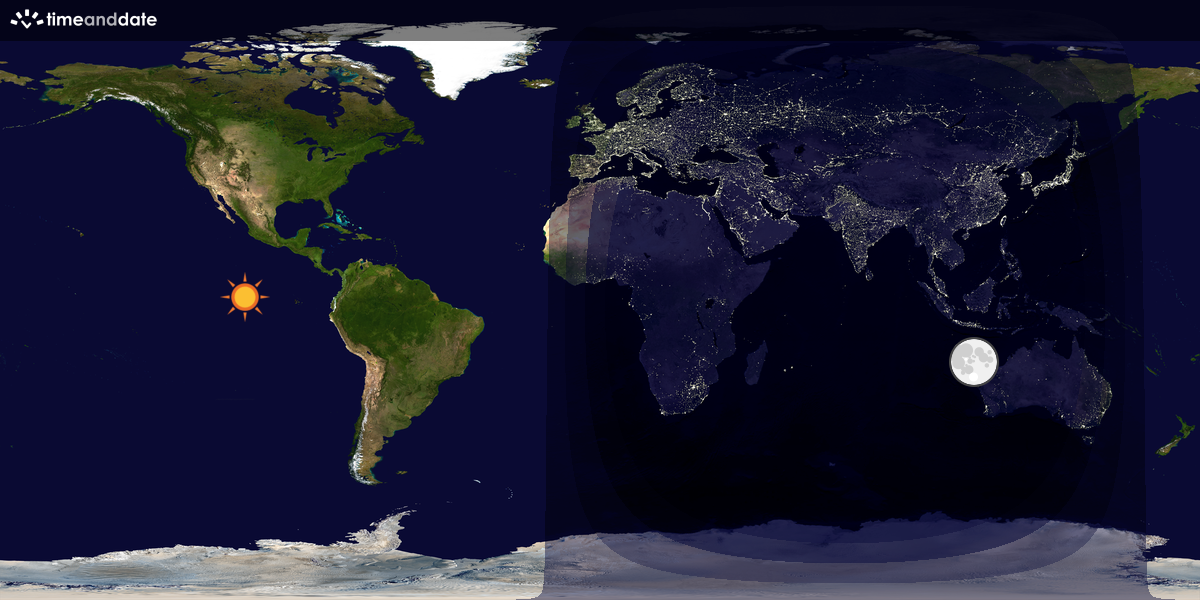 Verdenskart som viser dag og natt 
