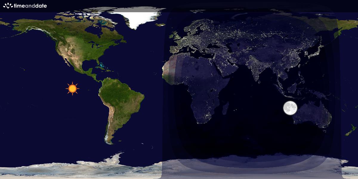 Verdenskart som viser dag og natt 