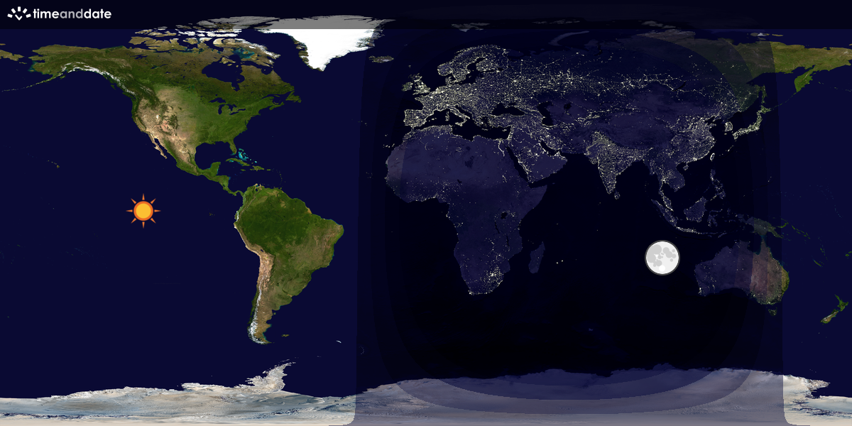 Verdenskart som viser dag og natt 