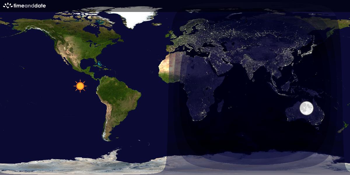 Verdenskart som viser dag og natt 