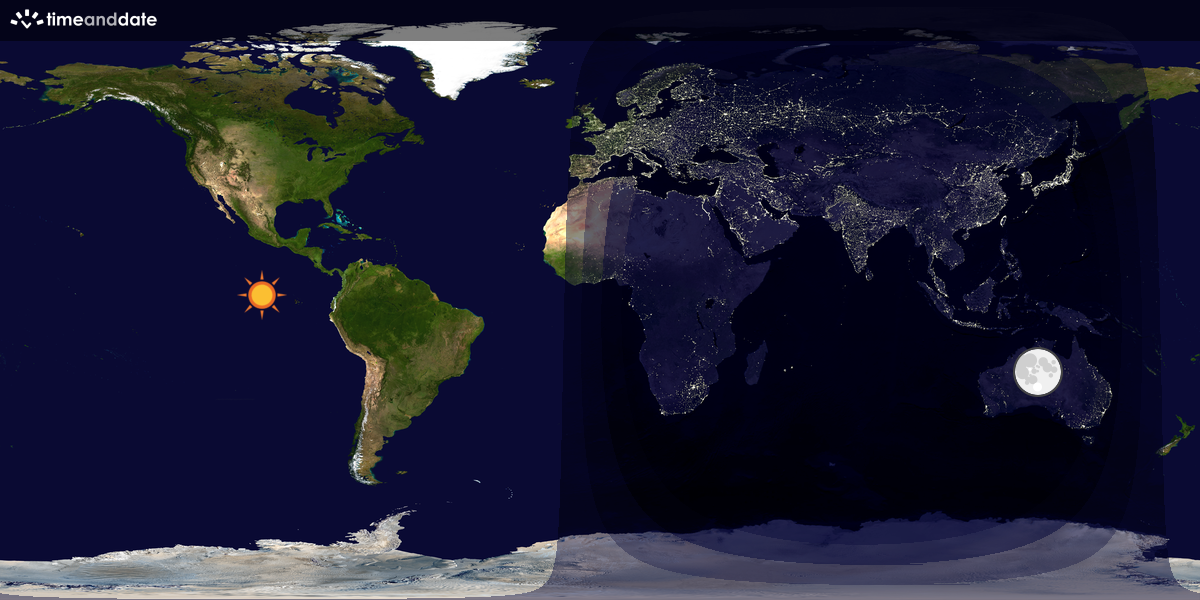 Verdenskart som viser dag og natt 