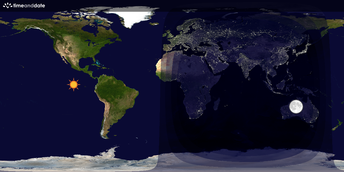 Verdenskart som viser dag og natt 