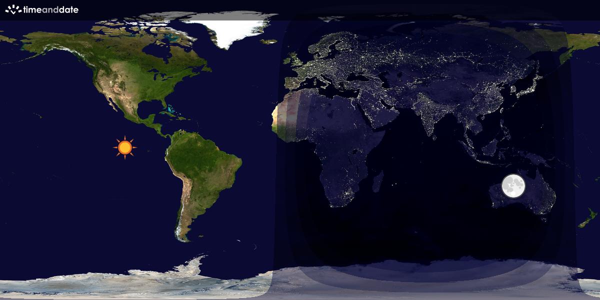 Verdenskart som viser dag og natt 