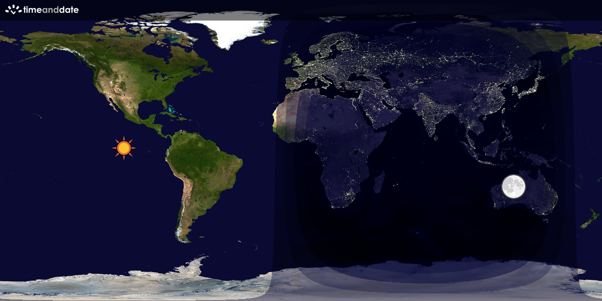 Verdenskart som viser dag og natt 