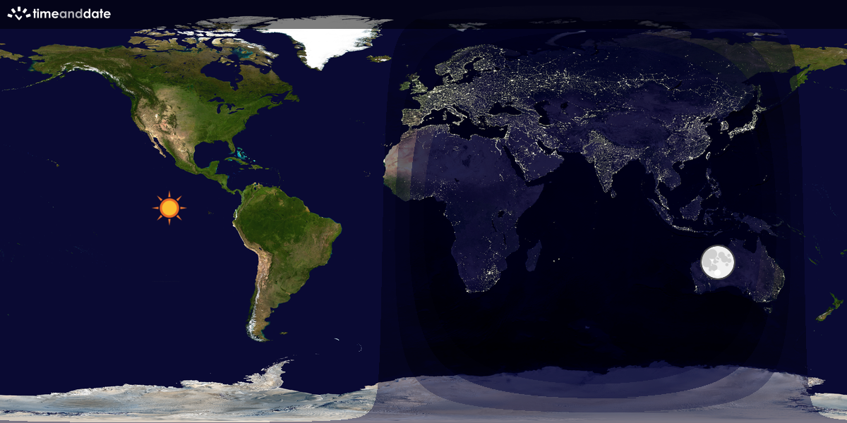 Verdenskart som viser dag og natt 
