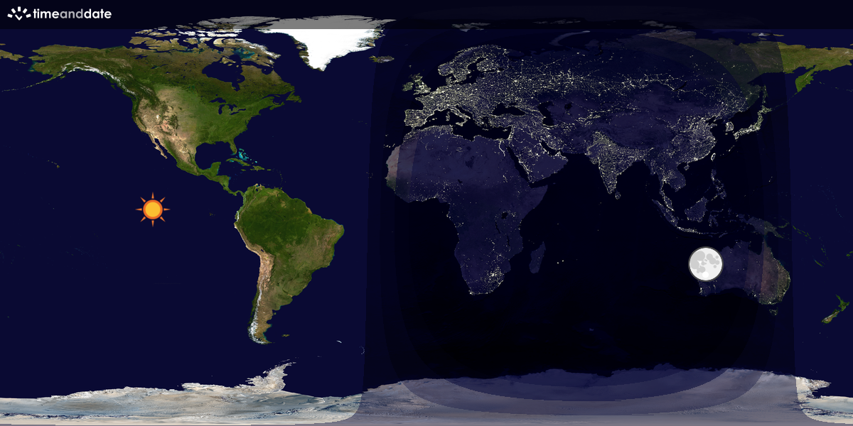 Verdenskart som viser dag og natt 