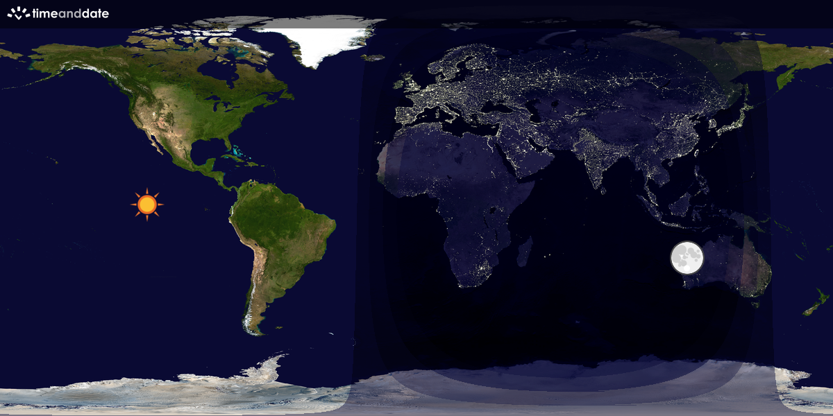 Verdenskart som viser dag og natt 