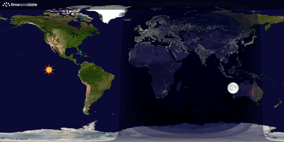 Verdenskart som viser dag og natt 