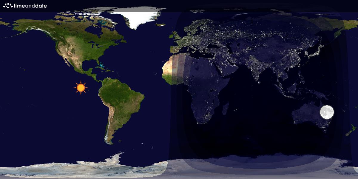 Verdenskart som viser dag og natt 