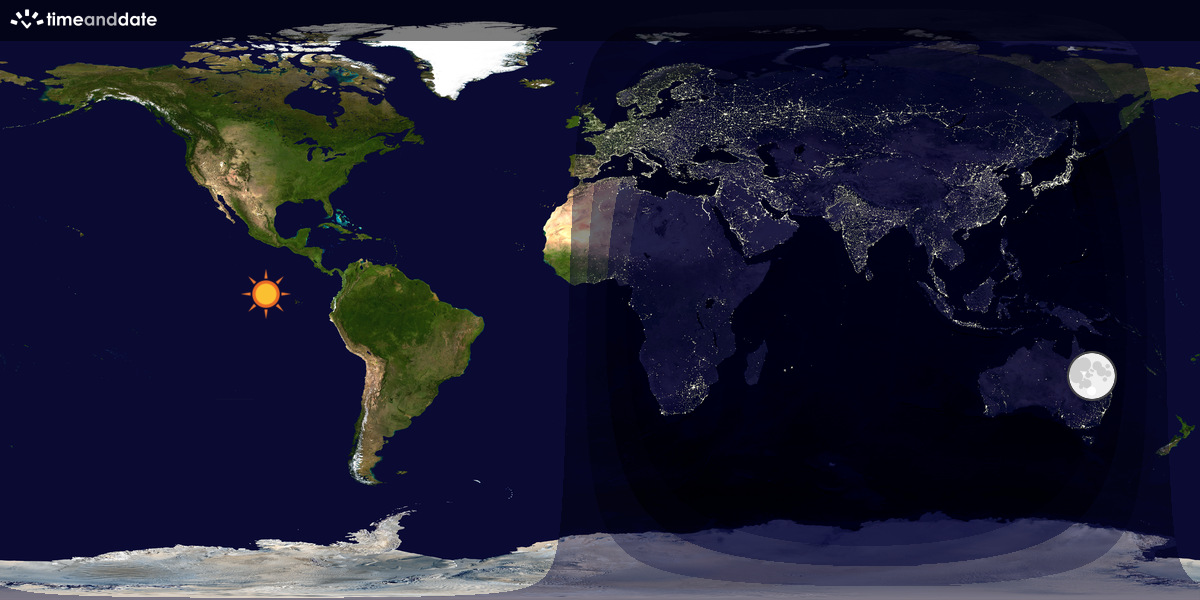 Verdenskart som viser dag og natt 