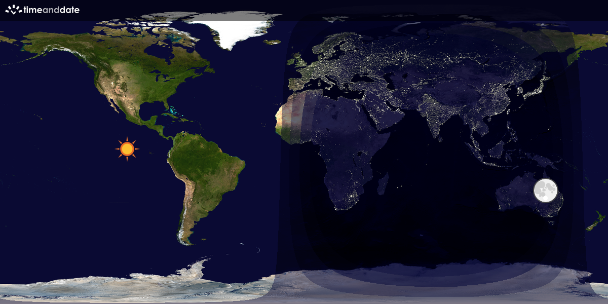 Verdenskart som viser dag og natt 