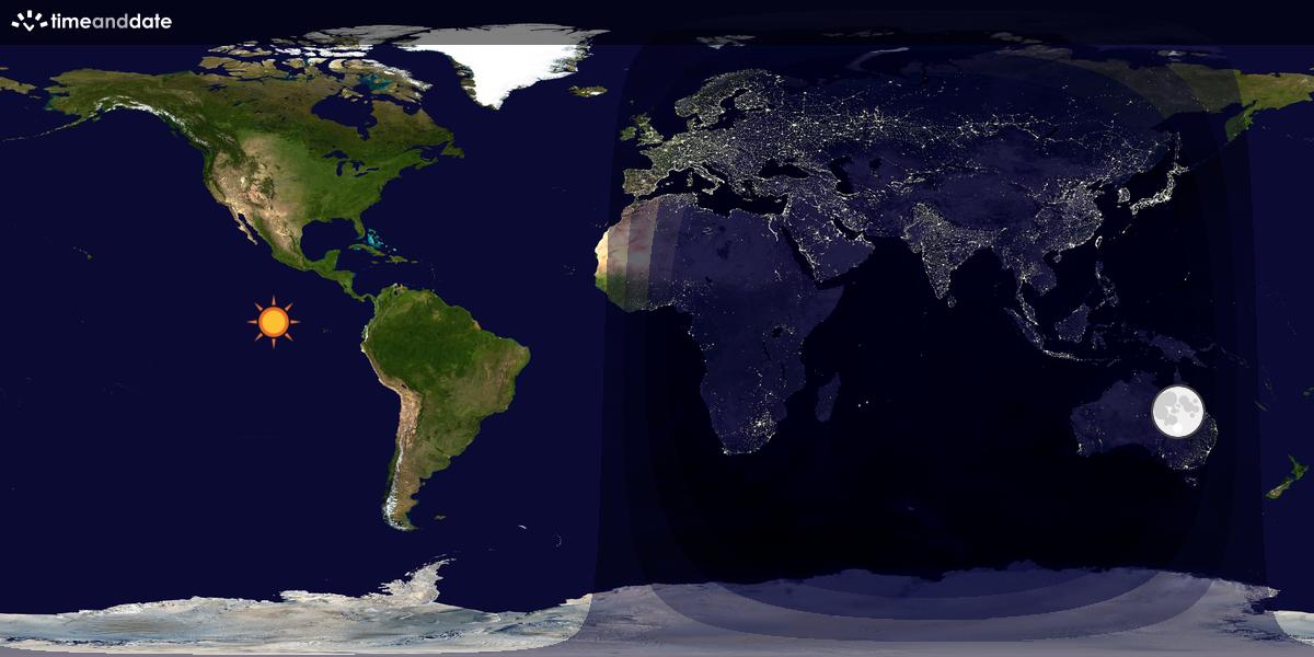 Verdenskart som viser dag og natt 