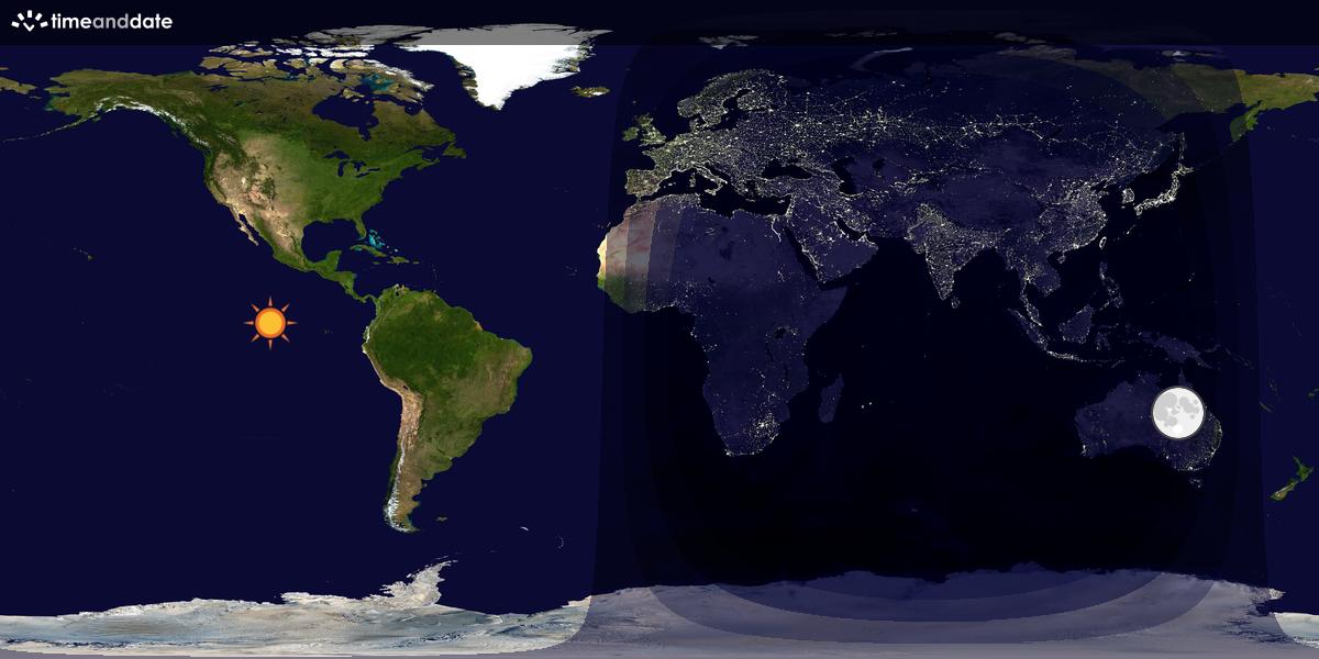 Verdenskart som viser dag og natt 